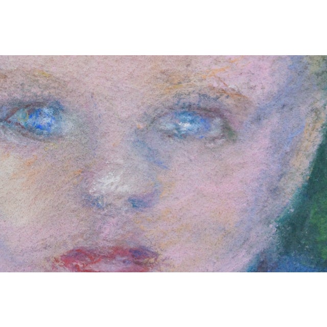 Vintage Original Pastel Portrait Painting of a Young Boy 17" For Sale - Image 10 of 11