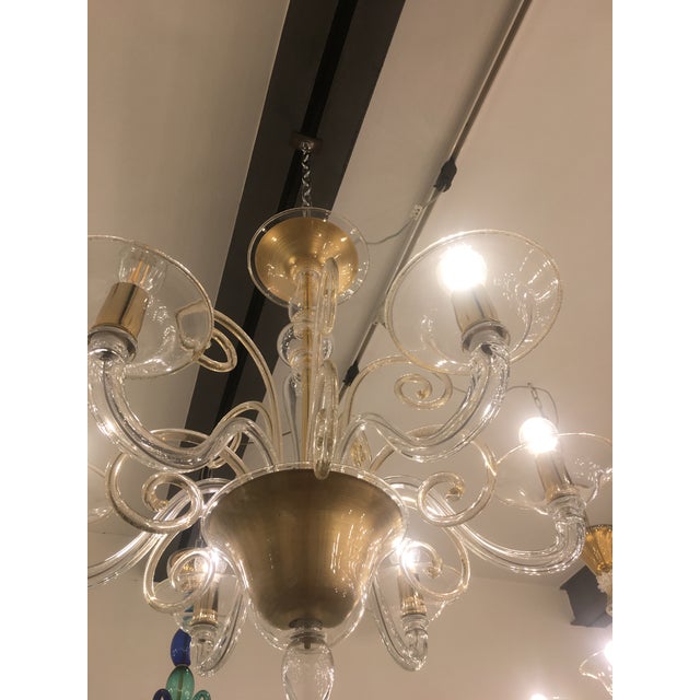 2010s Contemporary Transparent Gold Courls Murano Glass Chandelier For Sale - Image 5 of 7