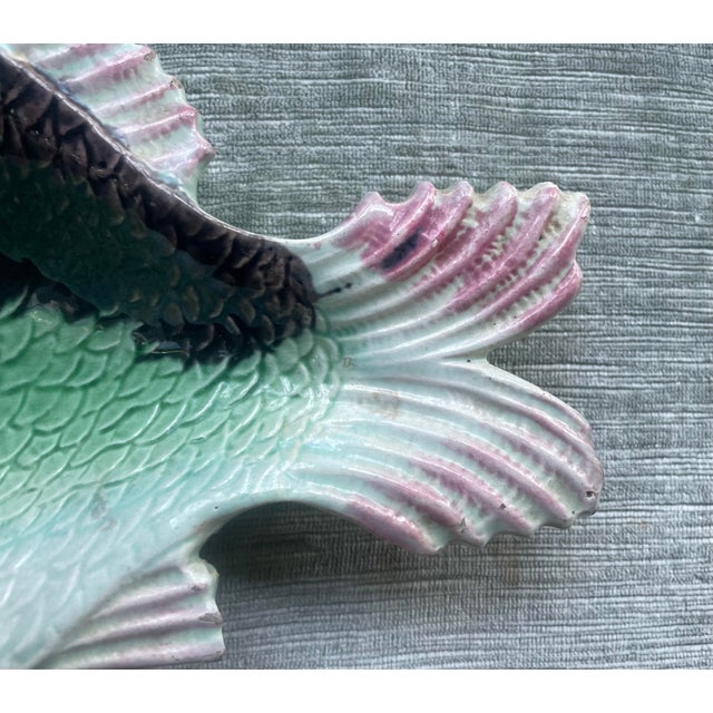French French Antique Majolica Fish Plate For Sale - Image 3 of 10