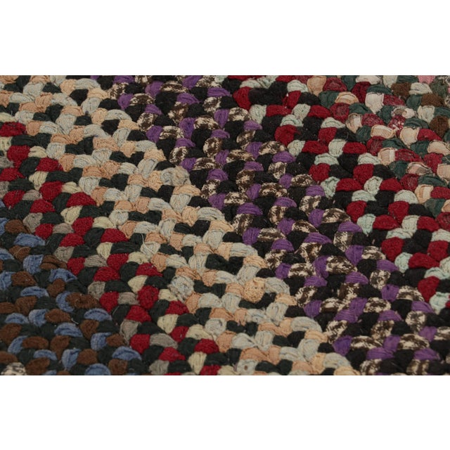 Antique Hooked Oval Rug With Stripes and Geometric Patterns, From Rug & Kilim For Sale In New York - Image 6 of 7