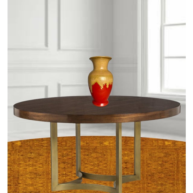 Late 20th Century Vintage Drip Glaze Pottery Red Tan Vase For Sale - Image 5 of 18