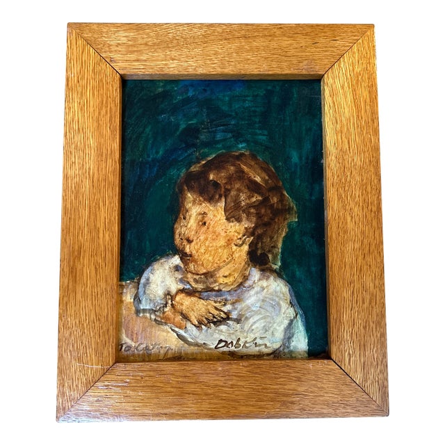 1970’s Original Alexander Dobkin Impressionist Child Portrait Painting For Sale