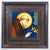 Pair of painted ceramic tiles by serafino volpi deruta, saint francis and saint clare, wooden frames. Italy, 1920s origin...