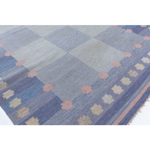 Blue Vintage Swedish Flat-Weave Rug by Agda Österberg, at Doris Leslie Blau For Sale - Image 8 of 9