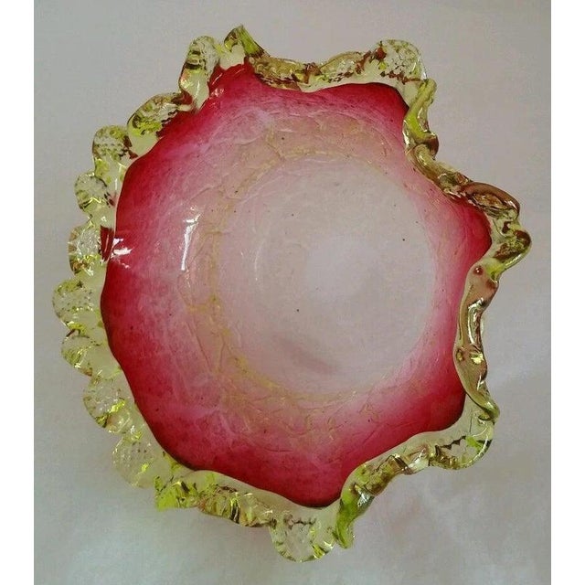 Glass Victorian Frosted Cranberry Glass Preserve Bowl, 1880 For Sale - Image 7 of 8