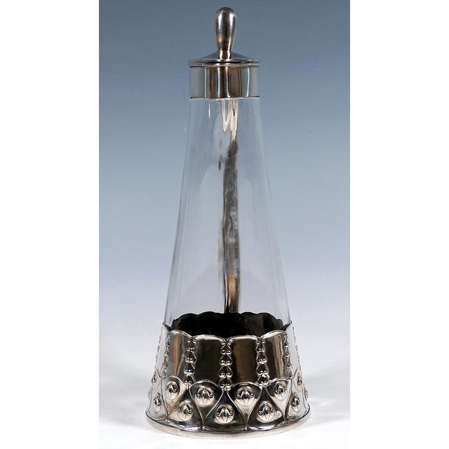 Art Nouveau Carafe Decanter with Silver Mount from VSF Duesseldorf, Germany, 1900s For Sale - Image 4 of 9