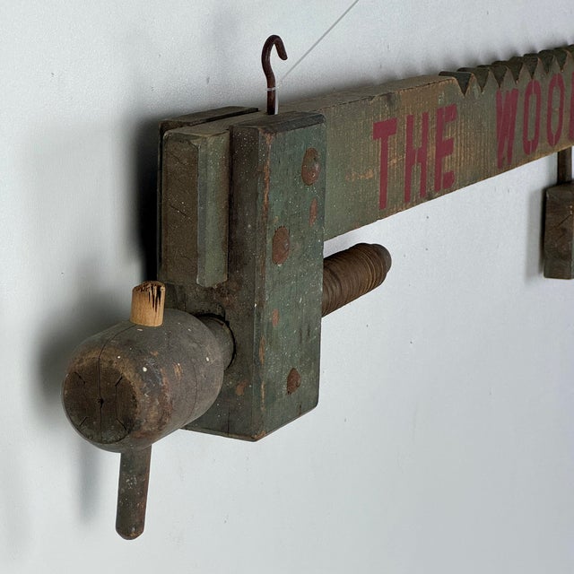 Unique Vintage Wood Shop Carpenter Double Sided Trade Sign For Sale - Image 10 of 12