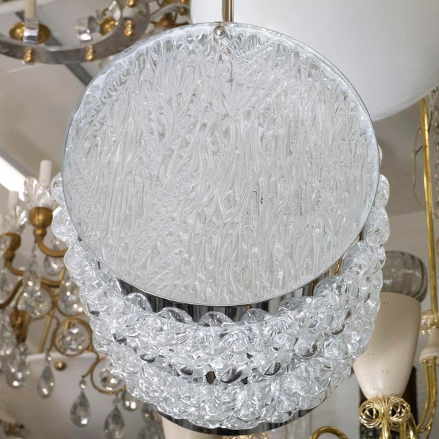 Metal Barrel-Shaped Textured Murano Glass Pendant For Sale - Image 7 of 8