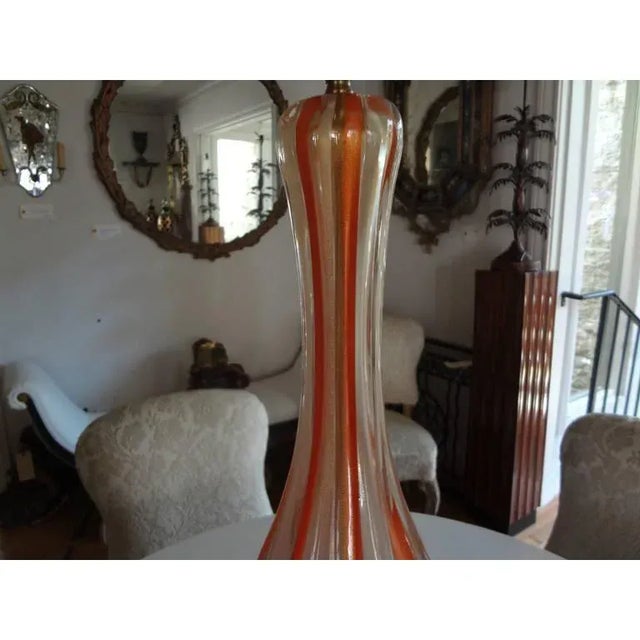 Mid-Century Modern 1960's Large Orange and White Italian Murano Glass Lamp by Barovier For Sale - Image 3 of 9