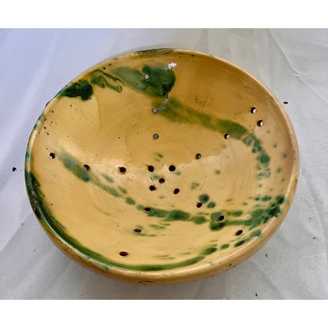 Antique French Hand Painted Berry Colander Bowl For Sale - Image 4 of 8