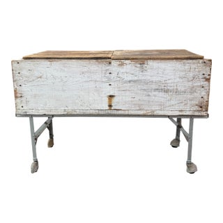 Rustic Wooden Industrial Rolling Cooler/Planter For Sale