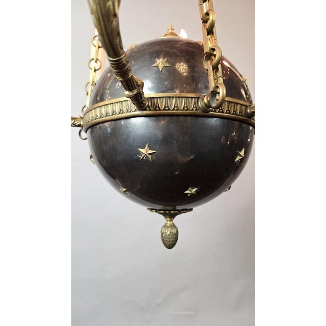 Empire Chandeliers in Sheet Metal, Bronze and Brass, 19th Century, Set of 2 For Sale - Image 4 of 7