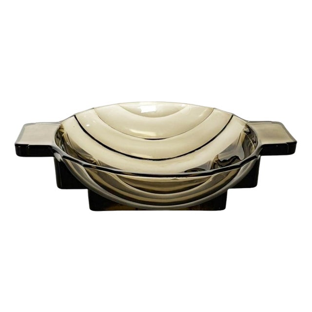Art Deco Sculpted Glass Catchall, France, 1940s For Sale