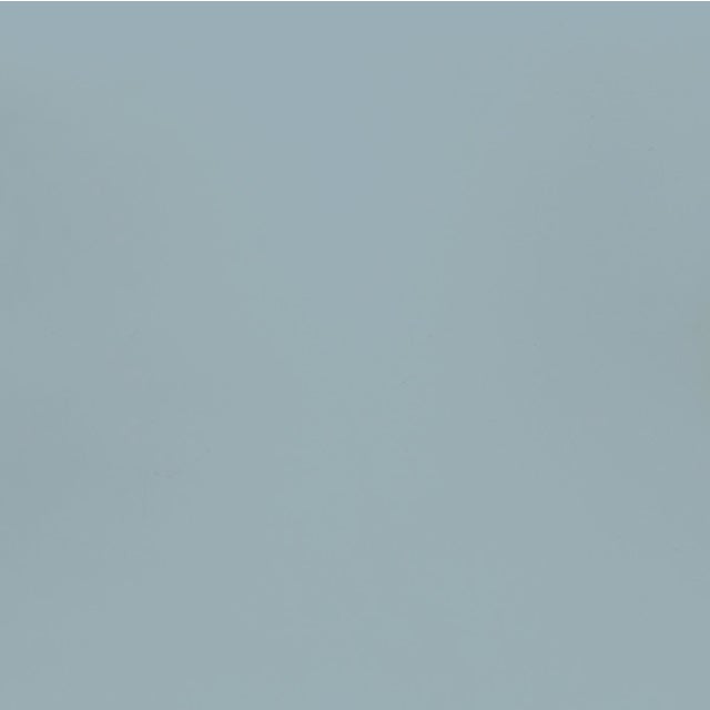 2020s Matthew Izzo Home Matte Light Blue Lacquer Klismos Leg Counter Stool With White Performance Linen and Brass Foot Rail For Sale - Image 5 of 6