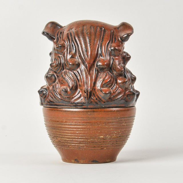 Vintage Japanese Sake Bottle With Ceramic Shisha Foo Dog Lid For Sale - Image 12 of 14