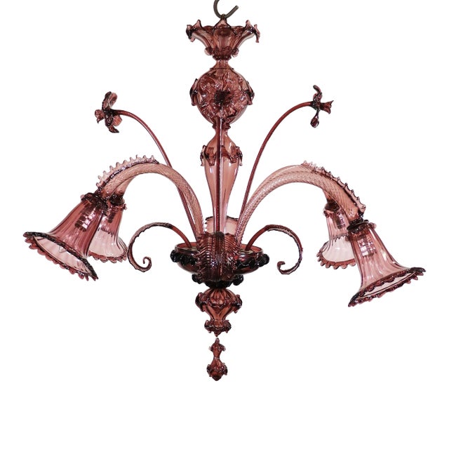 Large Purple Murano Chandelier For Sale
