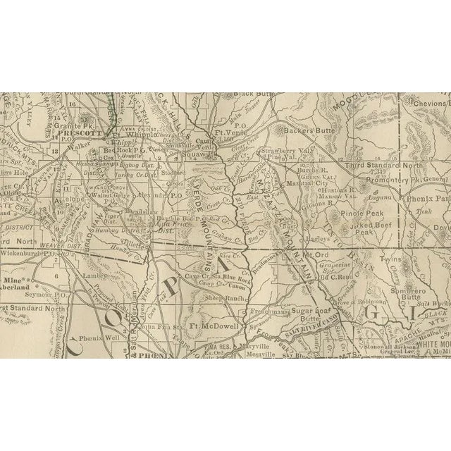 Map of Arizona Railroads with Mines and Early Frontier Settlements, 1888 For Sale - Image 6 of 10