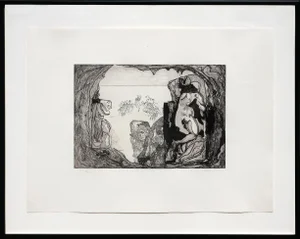 1975 Black and White Abstract Figurative Etching Edition 98/200 by Jorge Castillo