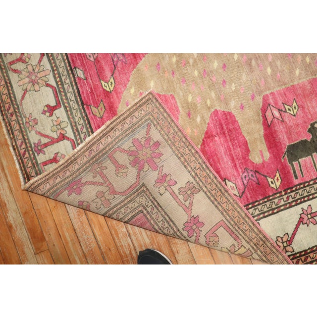 Textile Vintage Zabihi Collection Pink Komodo Dragon Armenian Rug - 5'2" x 9'4" For Sale - Image 7 of 12