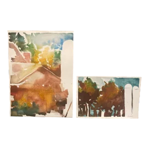 “Autumn at Ruby Ellen Farm” Original Watercolors, A Pair