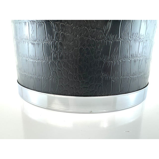 Mid-Century Modern 1960s Mid-Century Modern Kromex Black Faux Alligator, Chrome & Wood Ice Bucket For Sale - Image 3 of 11