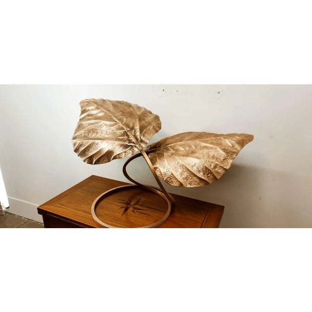 Brass Lamp with Two Leaves by Tommaso Barbi For Sale - Image 16 of 18