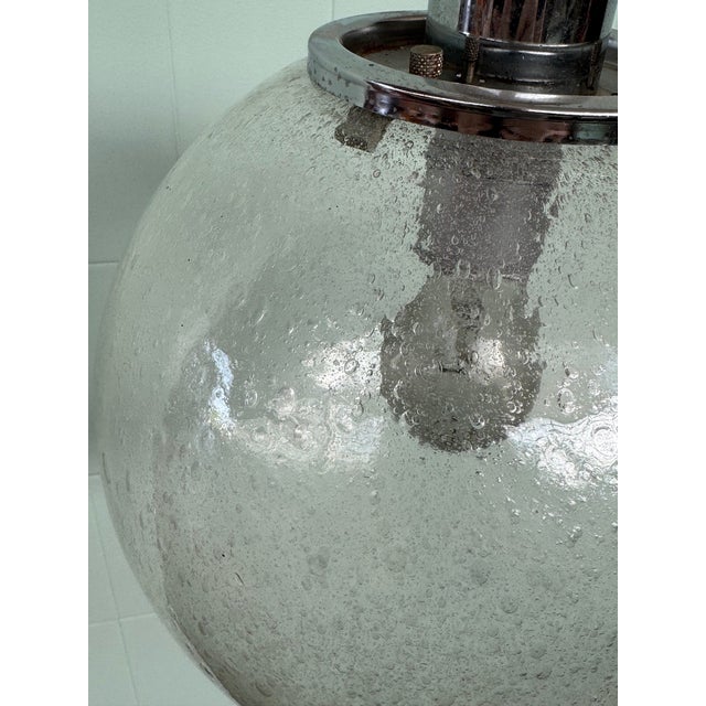 Vintage Industrial Italian Pendant Light in Pulegoso Glass Sphere, 1960s For Sale - Image 15 of 16