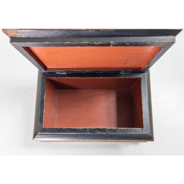 19th Century English Regency Egyptian Revival Sarcophagus Form Japanned Box For Sale - Image 14 of 16