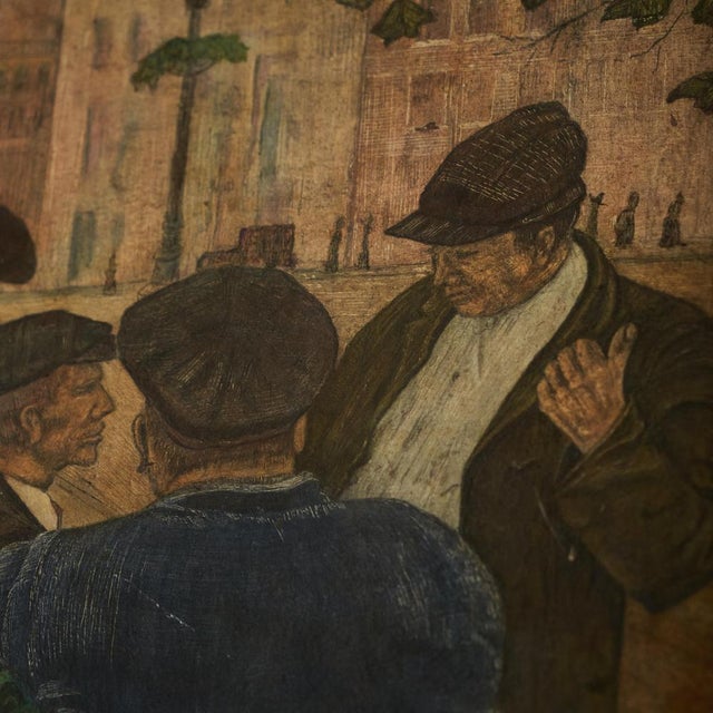 G. Van Rampelberg, Weightful Discussion, Oil on Panel, Belgium, 1920s, Framed For Sale - Image 3 of 11