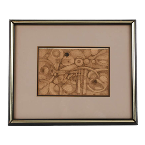 Framed Multimedia Abstract Drawing Artist Signed
