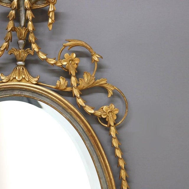 French Antique Oversized French Giltwood Wall Mirror With Silver Embellishments For Sale - Image 3 of 8