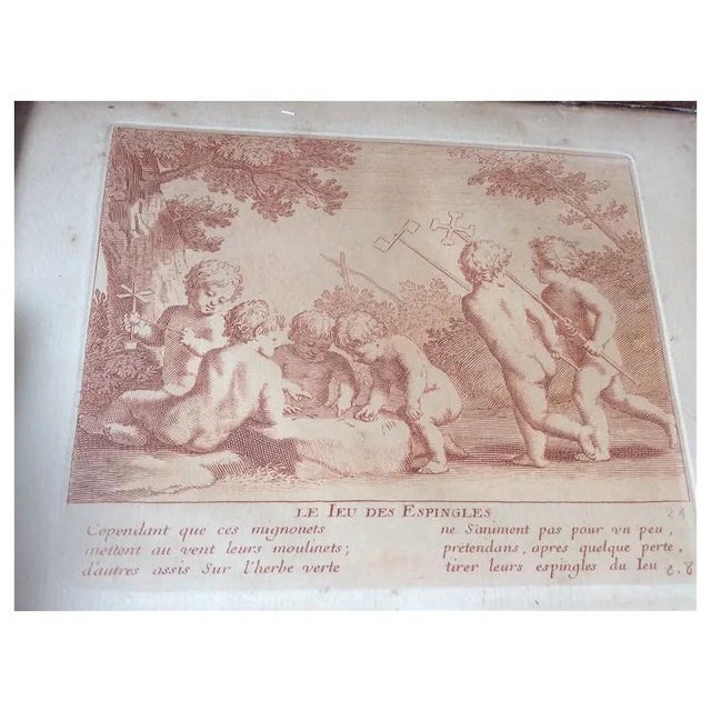 Sculpture Materials Early 19th Century French, Les Bouteilles De Savon, Paris Copperplate Engravings Cherub Children - Set of 2 For Sale - Image 7 of 9