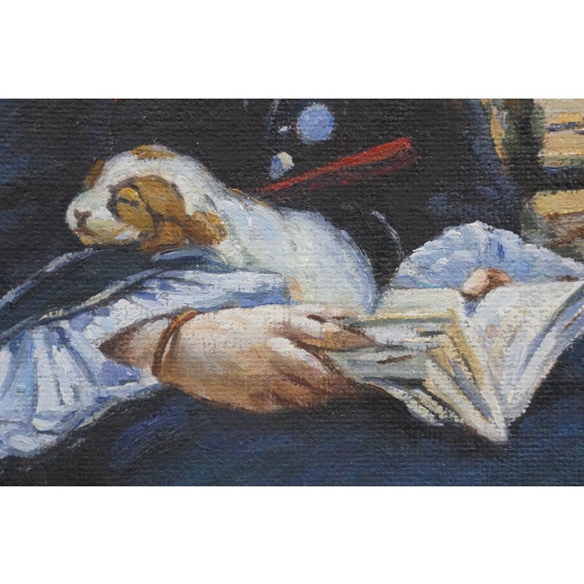 20th C Impressionist Style Oil Painting "The Railway" After Edouard Manet Framed For Sale - Image 4 of 13