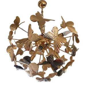 Early 21st Century Italian Hammer Brass Butterfly Sputnik Chandelier