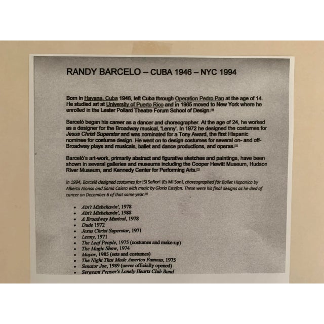 Vintage Abstract Figurative Gouache Painting on Paper by Randy Barcelo For Sale - Image 4 of 8