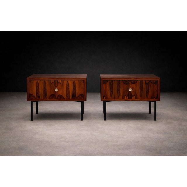 Geraldo de Barros for Unilabor Pair of Brazilian Rosewood Nightstands, Brazil 1950s - Lot 904 For Sale - Image 10 of 17