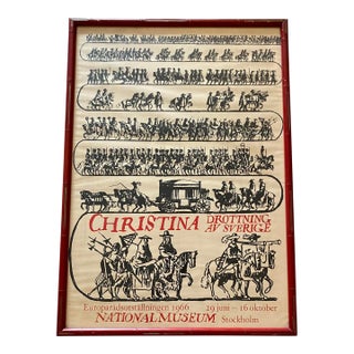 1966 National Museum of Sweden Exhibition Poster 'Christina Drottning Av Sverige" For Sale