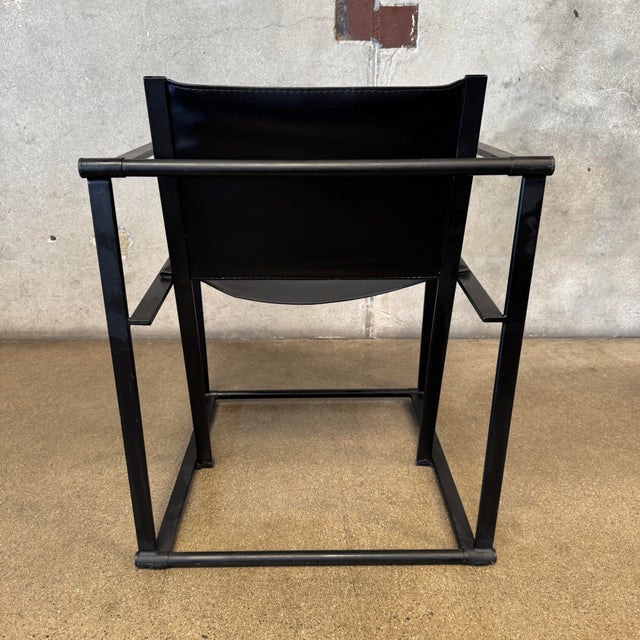 1990s 1990s Post Modern Black Leather and Metal Armchair #3 Attributed to Radbound Van Beekum for Pastoe For Sale - Image 5 of 10
