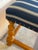 Mid-Century Modern Blue Striped Upholstered Oak Ottoman Danish Mid-Century Modern 1970s For Sale - Image 3 of 9