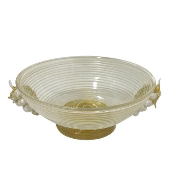 An Ercole Barovier & Toso, Murano glass bowl with bunches of grapes, Italy. A mid 19th century Italian bowl of glass with...