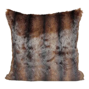 Vintage Geometric Muskrat Genuine Fur Pillow