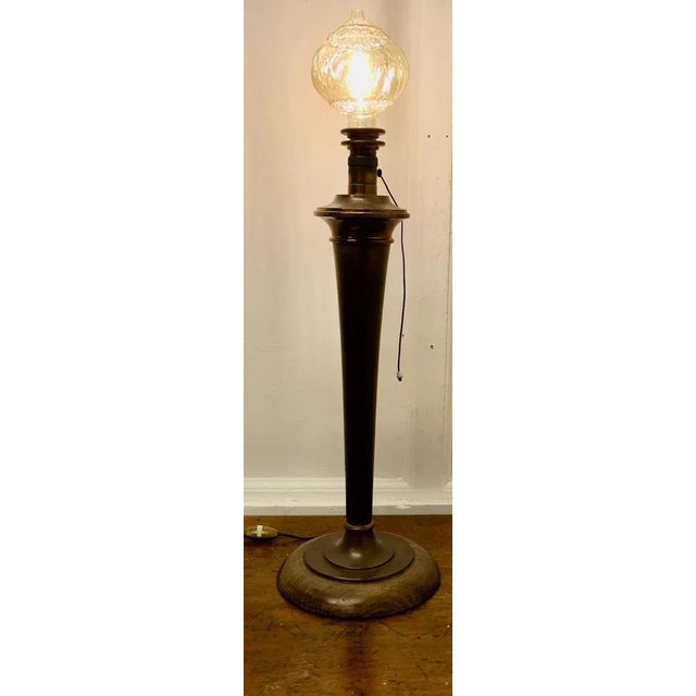 Wood Tall Art Deco Walnut and Copper Table Lamp For Sale - Image 7 of 9