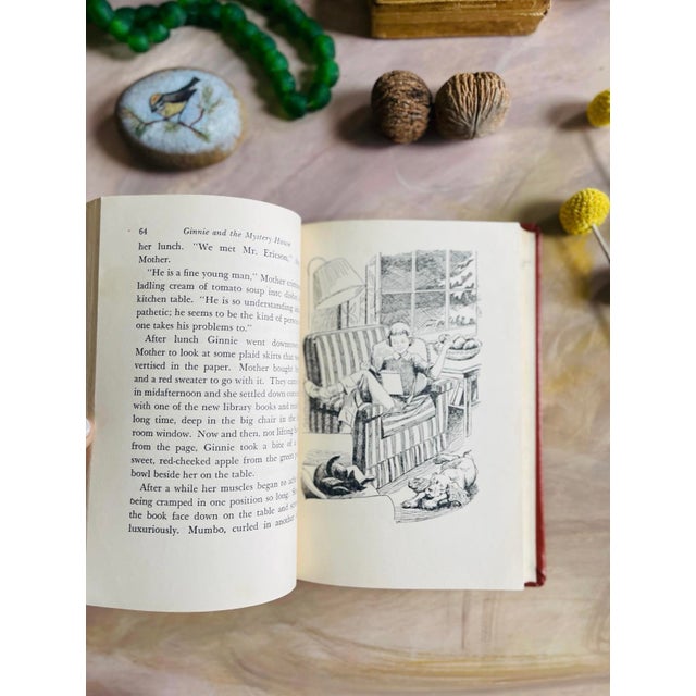 Paper 1957 Ginnie and the Mystery House Vintage Children's Book For Sale - Image 7 of 9