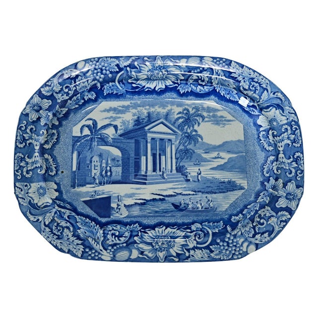 English 19th Century Blue and White Transferware Platter For Sale - Image 11 of 11