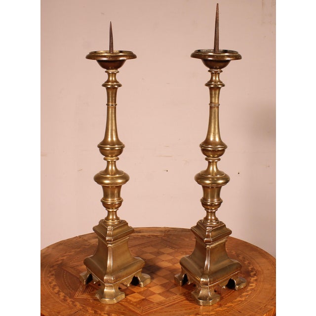 Metal Italian Candlesticks in Bronze For Sale - Image 7 of 10