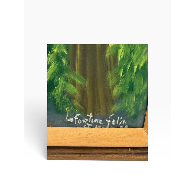 Immerse your space in the raw mystical energy of Caribbean art with this authentic vintage Haitian folk art painting by...