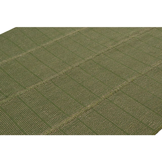Rug & Kilim Rug & Kilim’s Contemporary Kilim in Green With Beige Accents For Sale - Image 4 of 7