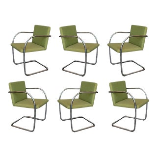 Set of Six Mies Van Der Rohe Tubular Brno Chairs by Knoll For Sale