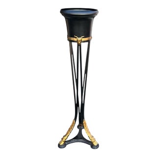 1970s Neo-Classical Style Tole & Brass Planter / Stand With Rams and Hooves For Sale