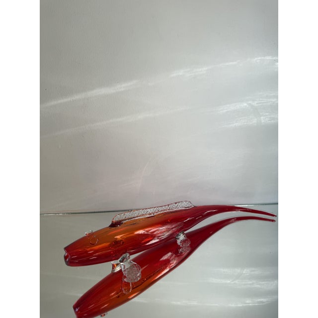 Large Red Sommerso Murano Glass Fish Vase with Applied Clear Fins from 1295 Murano, Italy, 1960s For Sale - Image 12 of 14
